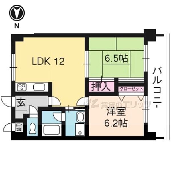 グランディ72 603｜京都府京都市右京区西京極徳大寺団子田町(賃貸マンション2LDK・6階・52.48㎡)の写真 その2