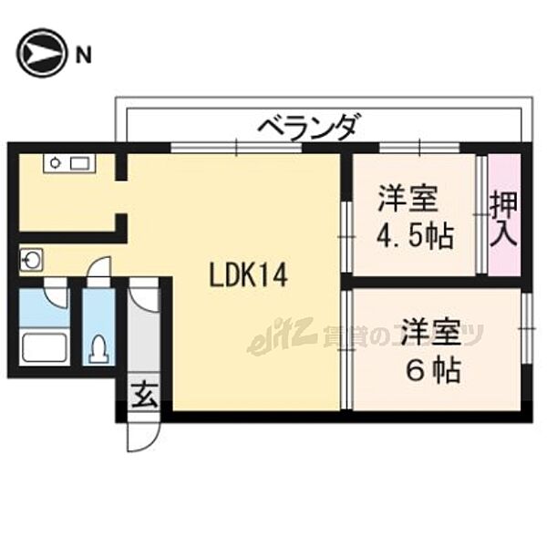 第21長栄コーポ小山 205｜京都府京都市西京区松尾木ノ曽町(賃貸マンション2LDK・2階・53.00㎡)の写真 その2