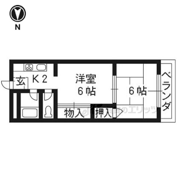 京都府京都市南区吉祥院池ノ内町(賃貸マンション2K・3階・28.00㎡)の写真 その2