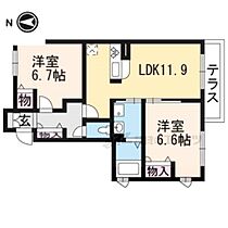 京都府向日市鶏冠井町（賃貸アパート2LDK・1階・57.08㎡） その2