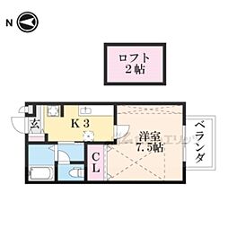 レスプランドール 2階1Kの間取り
