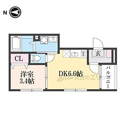 ハーモニーテラス花園 1DKの間取図画像