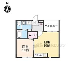 JR山陰本線 太秦駅 徒歩6分の賃貸アパート 3階1LDKの間取り
