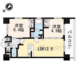 CRYSTALGLANZ京都西大路 2LDKの間取図画像