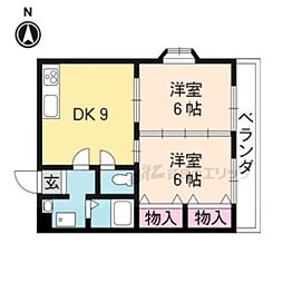 ヴェルナ西京極 2LDKの間取図画像