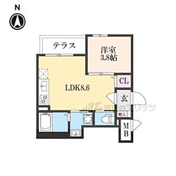 センチュリー嵯峨嵐山 1LDKの間取図画像