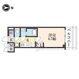 プレサンス京都東寺 1Kの間取図画像