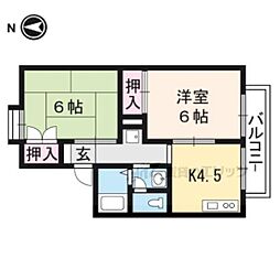 モンベール洛西 2DKの間取図画像