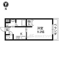 グロリアス桂 1Kの間取図画像