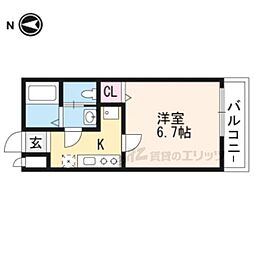 グラン・シャリオ長岡京 1Kの間取図画像
