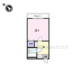 ユニメント桂華 1Kの間取図画像