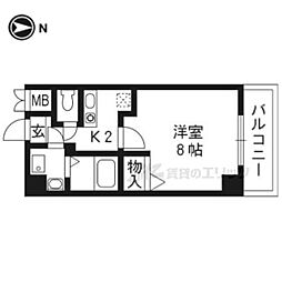 レーベンなぎの宮 1Kの間取図画像