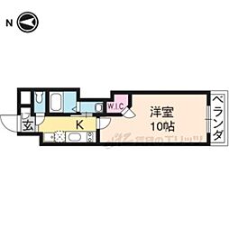 クオリカ西京極うまづか 1Kの間取図画像