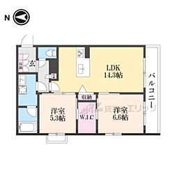 HABITER御所西 2LDKの間取図画像