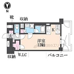 レーベン京都河原町 ワンルームの間取図画像