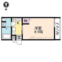 エム'ズ三条油小路 1Kの間取図画像