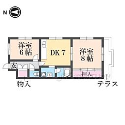 第二ニューシャトー長岡 2DKの間取図画像