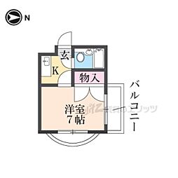 アークハイツ城南宮 1Kの間取図画像