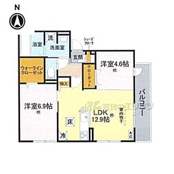 GRAMM松室吾田神町B 2LDKの間取図画像