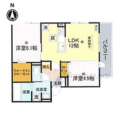 GRAMM松室吾田神町B 2LDKの間取図画像