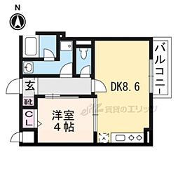 フォース桂 1LDKの間取図画像