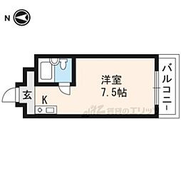 北西館 1Kの間取図画像