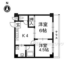 サンサーラ春嶺 2DKの間取図画像