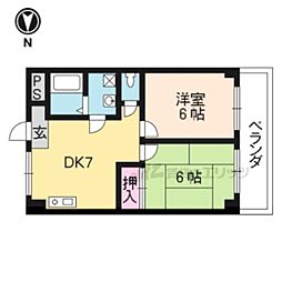 ローズハイム 2DKの間取図画像