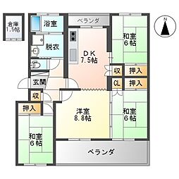 グランスイート神野 4DKの間取図画像