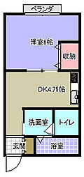 コーポらいむ2 1DKの間取図画像