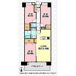 日神パレステージ東川口ヒルパーク 3LDKの間取図画像