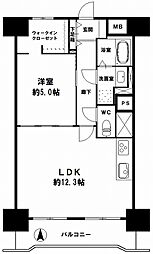カーサ土佐堀 1LDKの間取図画像