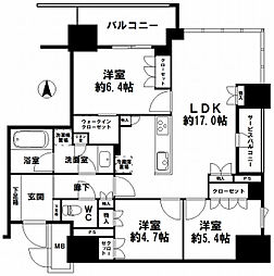 グランドメゾン上町台ザ・タワー 3LDKの間取図画像