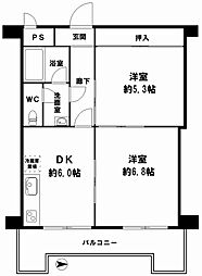 GSハイム船場 2DKの間取図画像