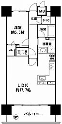 エスリード大阪MIDWEST 1LDKの間取図画像