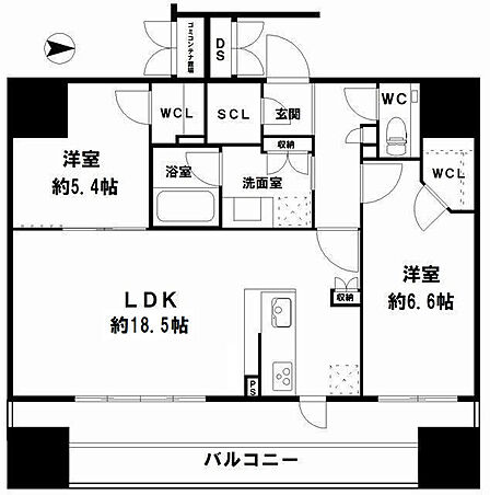 2LDK 間取り