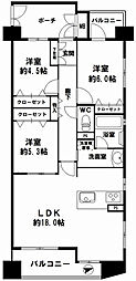 エスリード阿波座 3LDKの間取図画像