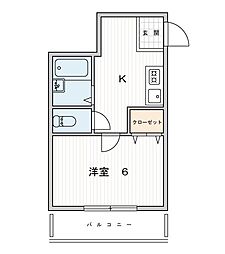 パルム新森 1Kの間取図画像