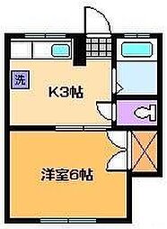 中央コーポ 1Kの間取図画像
