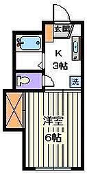 コーポサングリア 1Kの間取図画像