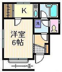 リバティ千駄木 1Kの間取図画像
