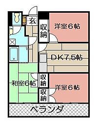 サン・ラビール小倉 3DKの間取図画像