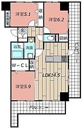 ザスクエアプラチナレジデンス 3LDKの間取図画像