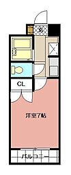 日神パレステージ九工大 1Kの間取図画像