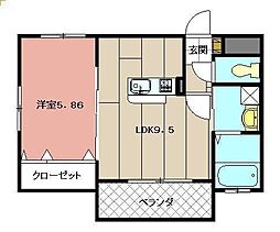 アドヴァンスコート到津の森 1LDKの間取図画像
