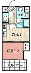 ザスクエアプラチナレジデンス 1DKの間取図画像