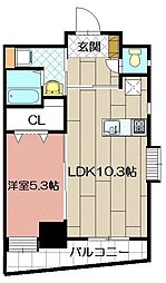 守恒サンシャインみらい 1LDKの間取図画像