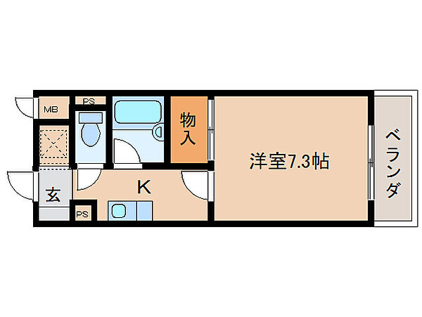 奈良県大和郡山市茶町(賃貸マンション1K・1階・23.44㎡)の写真 その2