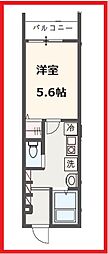 メルディア八広V 2階1Kの間取り