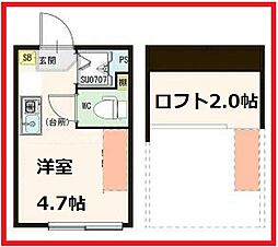 ハーモニーテラス豊島V 2階ワンルームの間取り